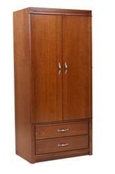 Beachcomber Double Door Wardrobe w\/2 Bottom  Drawers, Interior Shelf & Clothes Rod, 36"W, 78"H